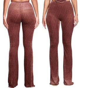 Skims Velvet Flared Legging shimmer & Sheer 2X  Tan Chestnut Mocha Mousse NWT